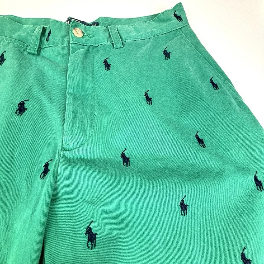 Polo Ralph Lauren Prospect Shorts Green Pony All Over Print Men's Size 30 Cotton